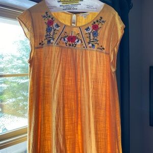 Yellow embroidered Jodifl dress - Size Large